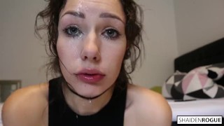 NO MERCY for my Throat – Rough and Sloppy Brunette Blowjob